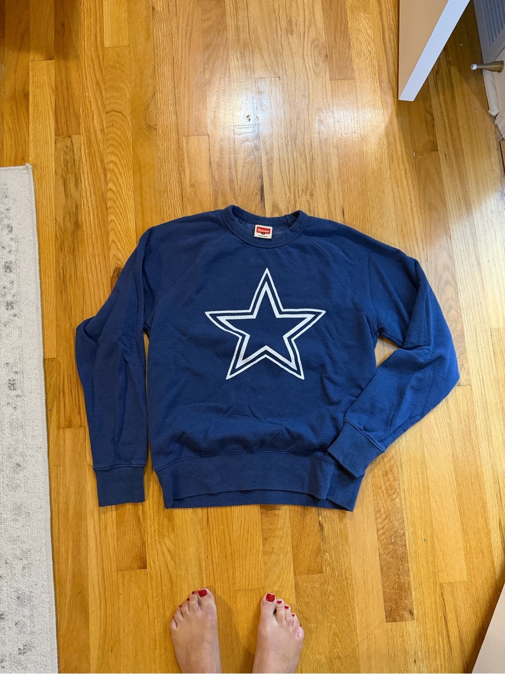 HOMAGE Navy Crewneck Sweatshirt with White Star Graphic